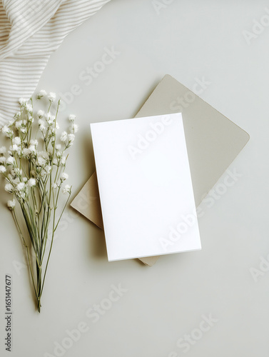 Wallpaper Mural Elegant boho invitation mockup with floral accents on soft neutral background Torontodigital.ca