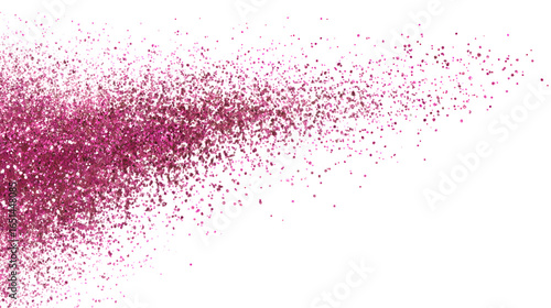 Sparkling pink glitter scattered across a clean white background, creating a festive and celebratory atmosphere.