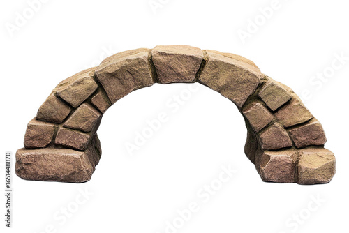 Majestic stone arch entrance featuring robust rockwork design on transparent background