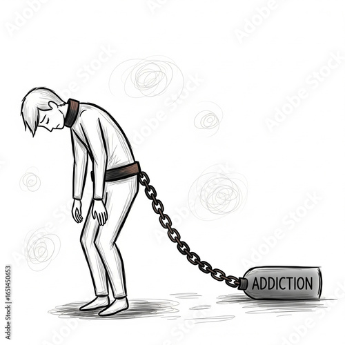 Simple Drawn Illustrations of Addiction Concepts