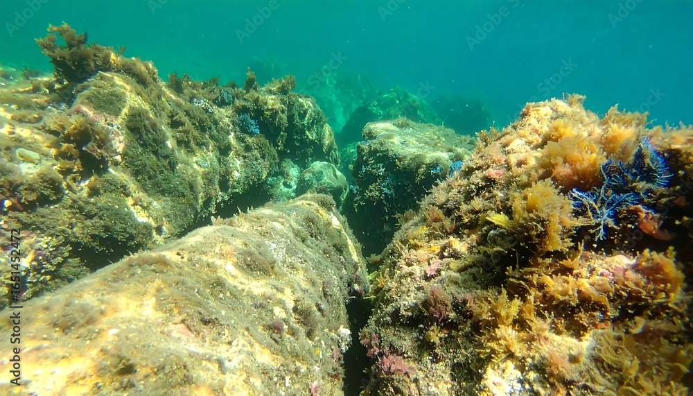 Obraz premium Underwater rocky reef scene