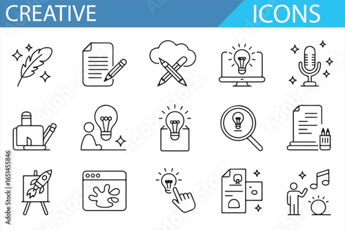 Creative Design and Inspiration Icons for Digital Projects, Art, and Innovation