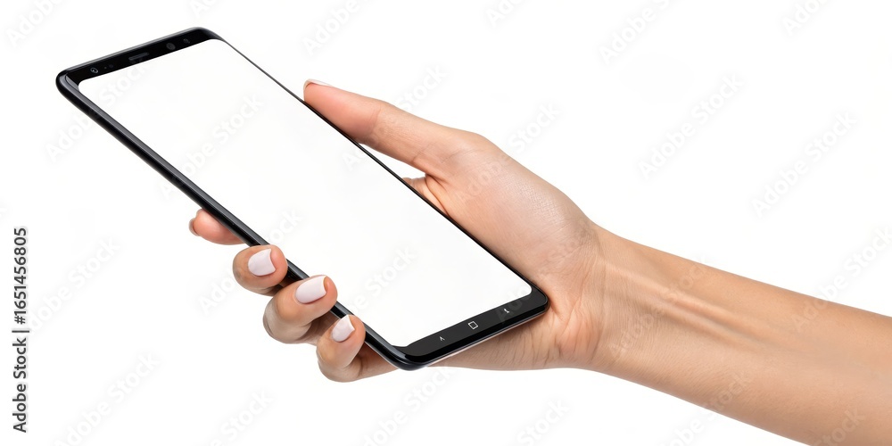 Hand Holding Black Smartphone Mockup Vertical Composition, Blank Screen, Isolated, Mobile Phone, Technology Mobile Mockup, Smartphone Template Hand Holding Black Smartphone Mockup Vertical Composition, Blank Screen, Isolated, Mobile Phone, Technology Mobile Mockup, Smartphone Template