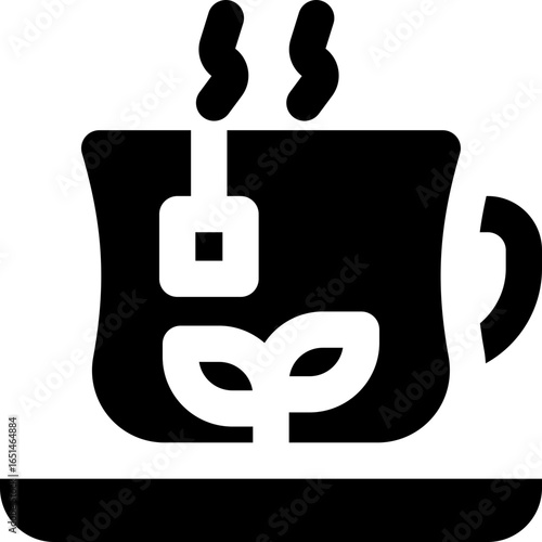 herbal tea glyph icon. Strong and solid vector icon for websites, mobile interfaces, presentations, and visual branding. High quality and easy to edit.