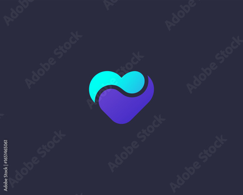 A heart logo from abstract shapes. Creative cardiology health sign. Clinic perinatal center vector logotype. Cute relationship love Valentines day symbol