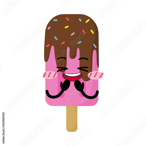 Cute Hand Drawn Shy Popsicle Blushing