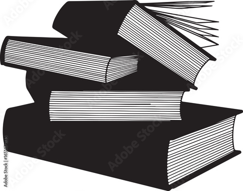 Books stacked silhouette illustration of learning material