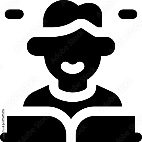 reading glyph icon. Strong and solid vector icon for websites, mobile interfaces, presentations, and visual branding. High quality and easy to edit.
