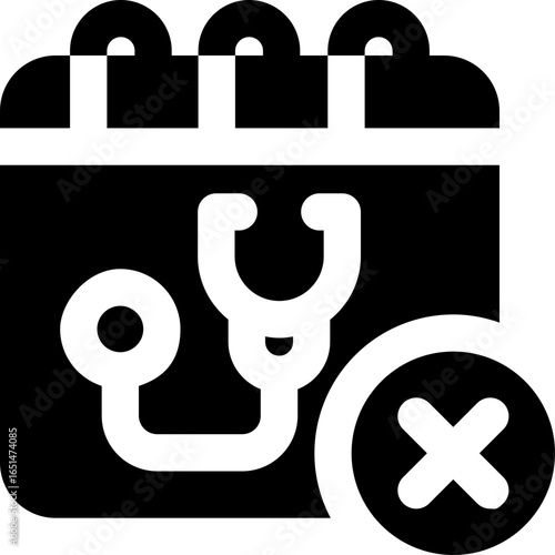cancel appointment glyph icon. Strong and solid vector icon for websites, mobile interfaces, presentations, and visual branding. High quality and easy to edit.