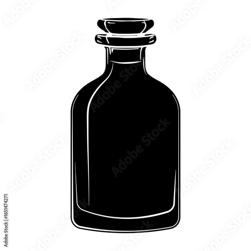 black silhouette of a crystal bottle or decanter without background.