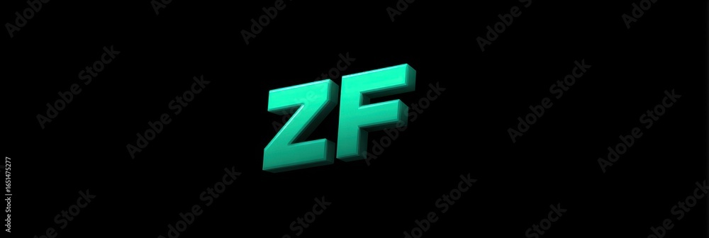 Fototapeta premium Stylish 3D design features bold turquoise letters against a black background for modern visual impact