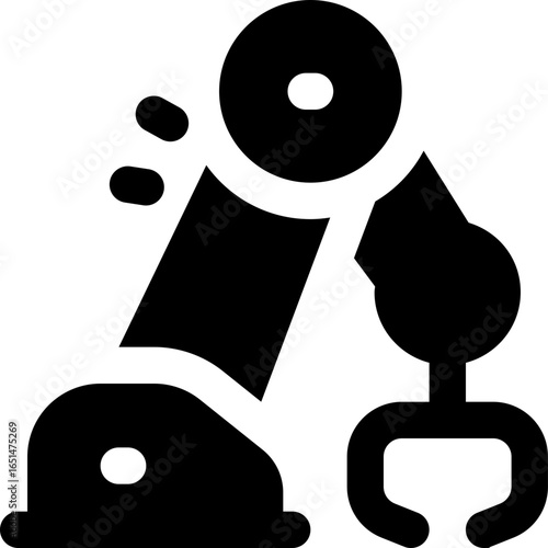 robot arm glyph icon. Strong and solid vector icon for websites, mobile interfaces, presentations, and visual branding. High quality and easy to edit.
