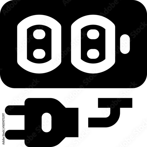 extension cord glyph icon. Strong and solid vector icon for websites, mobile interfaces, presentations, and visual branding. High quality and easy to edit.