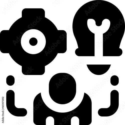 implementation glyph icon. Strong and solid vector icon for websites, mobile interfaces, presentations, and visual branding. High quality and easy to edit.