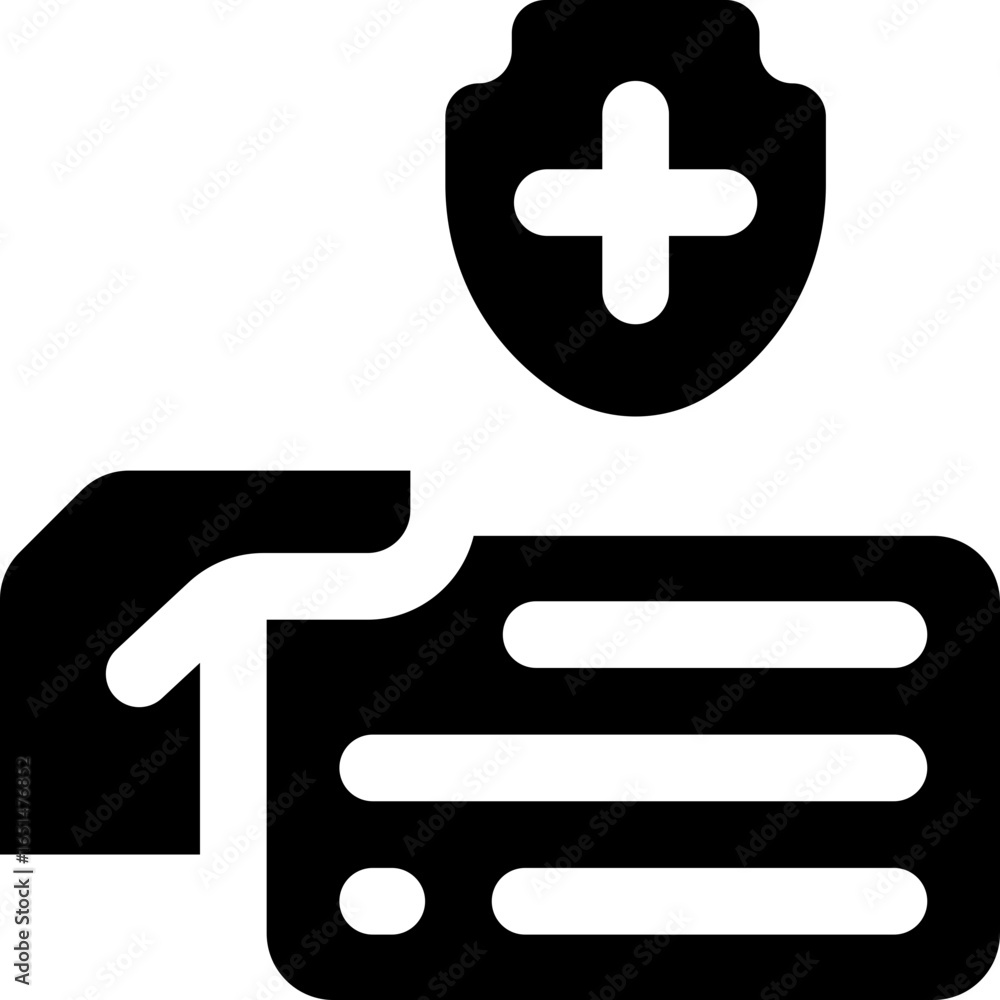 Obraz premium insurance card glyph icon. Strong and solid vector icon for websites, mobile interfaces, presentations, and visual branding. High quality and easy to edit.