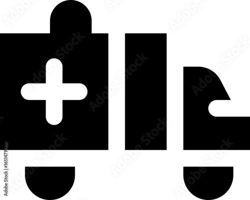ambulance glyph icon. Strong and solid vector icon for websites, mobile interfaces, presentations, and visual branding. High quality and easy to edit.