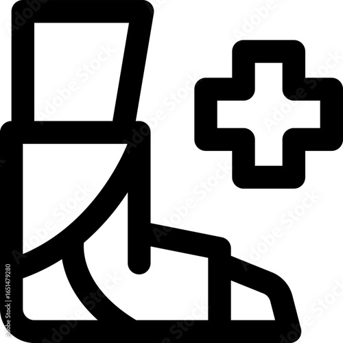 broken leg line icon. Clean and minimalist vector icon for websites, mobile apps, presentations, and logos. Fully scalable and customizable for any project.