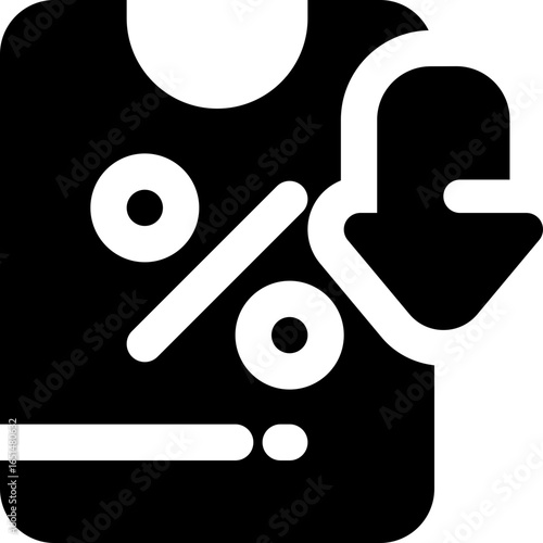 discount glyph icon. Strong and solid vector icon for websites, mobile interfaces, presentations, and visual branding. High quality and easy to edit.