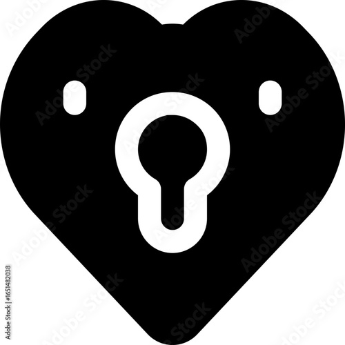 locked heart glyph icon. Strong and solid vector icon for websites, mobile interfaces, presentations, and visual branding. High quality and easy to edit.