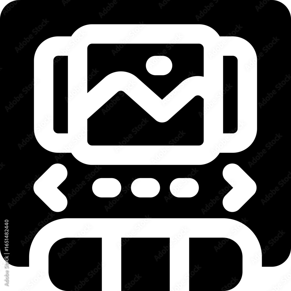 Fototapeta premium slideshow glyph icon. Strong and solid vector icon for websites, mobile interfaces, presentations, and visual branding. High quality and easy to edit.