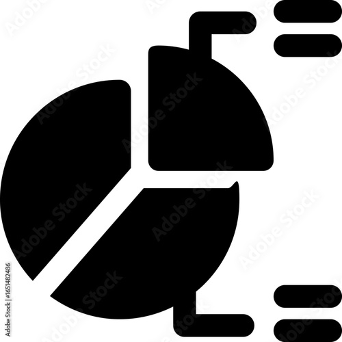 pie chart glyph icon. Strong and solid vector icon for websites, mobile interfaces, presentations, and visual branding. High quality and easy to edit.
