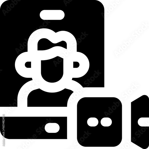 video call glyph icon. Strong and solid vector icon for websites, mobile interfaces, presentations, and visual branding. High quality and easy to edit.