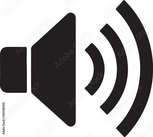 Speaker with sound waves emanating from it silhouette