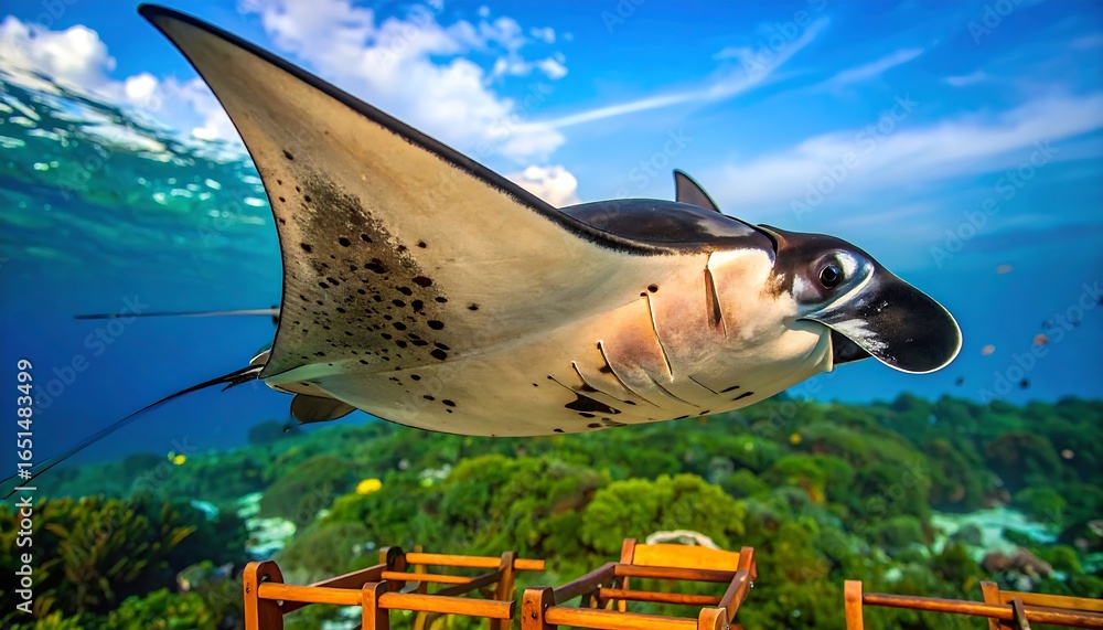 custom made wallpaper toronto digitalMajestic manta ray gracefully gliding through the underwater world.