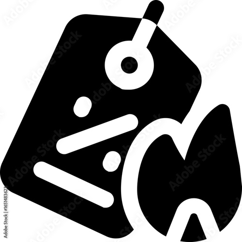 hot deal glyph icon. Strong and solid vector icon for websites, mobile interfaces, presentations, and visual branding. High quality and easy to edit.