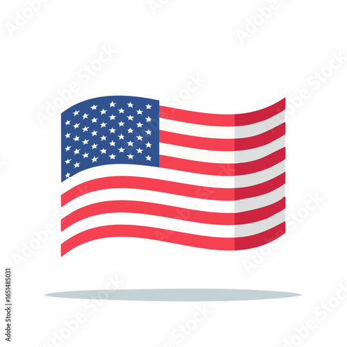 Drapeau Américain su fond blanc, mouvement