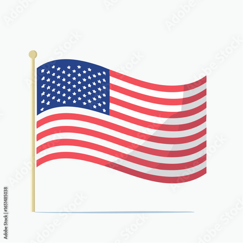 Drapeau Américain su fond blanc, mouvement