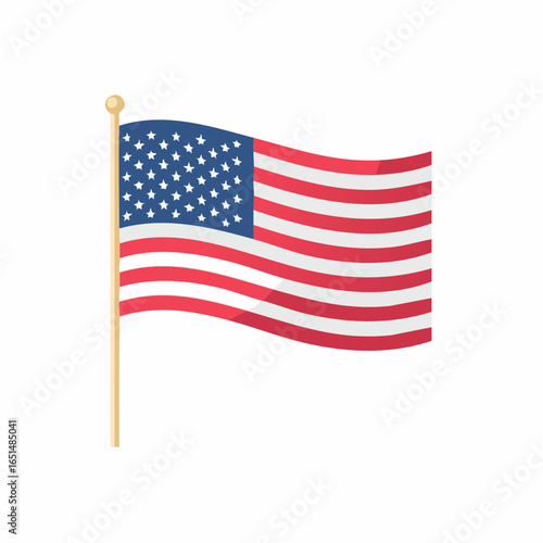 Drapeau Américain su fond blanc, mouvement