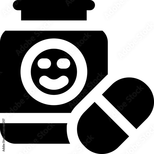 antidepressant glyph icon. Strong and solid vector icon for websites, mobile interfaces, presentations, and visual branding. High quality and easy to edit.
