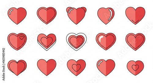 Collection of Red Hearts, Love Symbols for Valentine's Day and Romantic Occasions