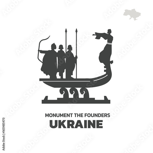 ukraine building landmark, cultural building icon in ukraine, monument to the founders in Flat style