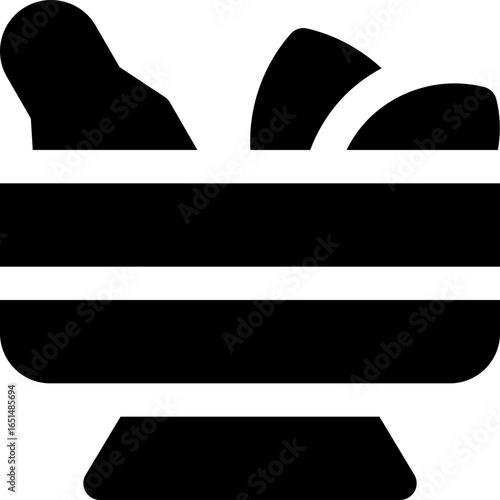 mortar glyph icon. Strong and solid vector icon for websites, mobile interfaces, presentations, and visual branding. High quality and easy to edit.