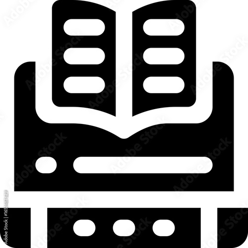 digital library glyph icon. Strong and solid vector icon for websites, mobile interfaces, presentations, and visual branding. High quality and easy to edit.