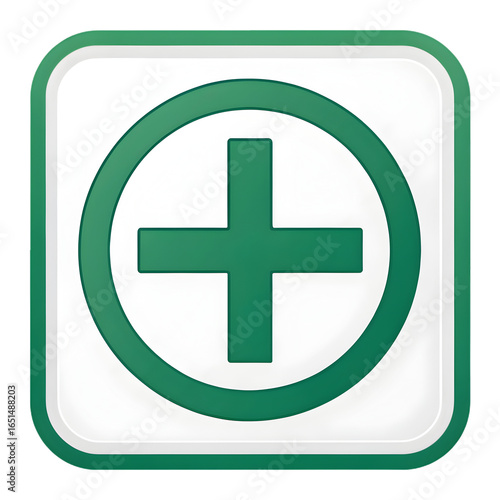 Medical Plus Symbol: Green Cross Icon for Healthcare