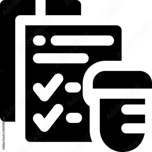 test result glyph icon. Strong and solid vector icon for websites, mobile interfaces, presentations, and visual branding. High quality and easy to edit.