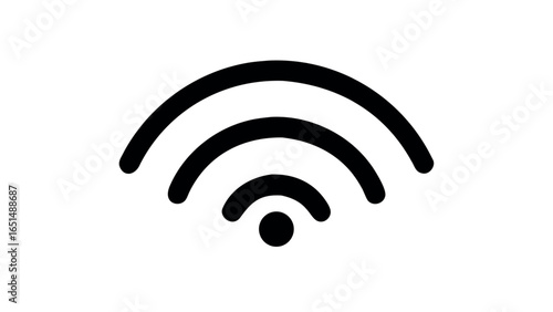 Depicting a strong wireless connection. The black and white graphic emphasizes internet availability and technology for signal strength, ensuring seamless connectivity.