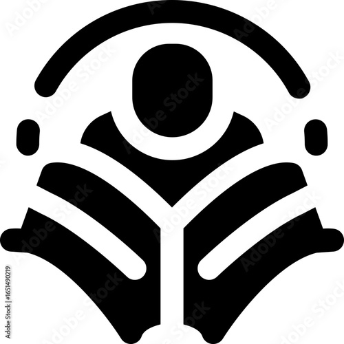 reading glyph icon. Strong and solid vector icon for websites, mobile interfaces, presentations, and visual branding. High quality and easy to edit.