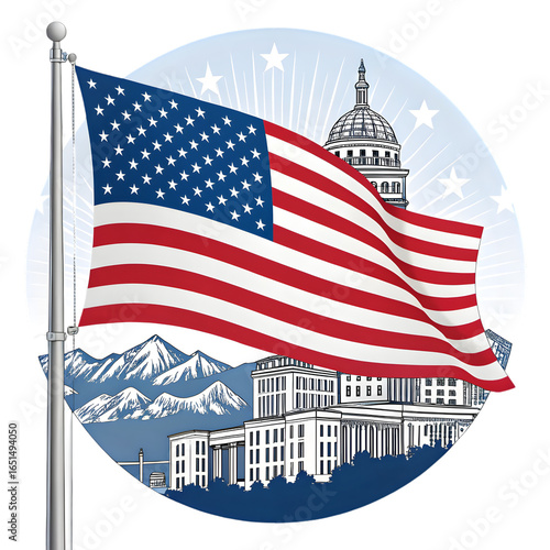 Patriotic American Flag & Capitol Building: Celebrate Independence Day