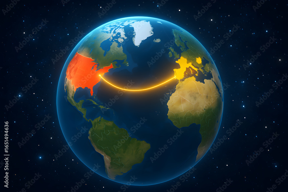 Fototapeta premium Global support: Ukraine and the USA on the world map