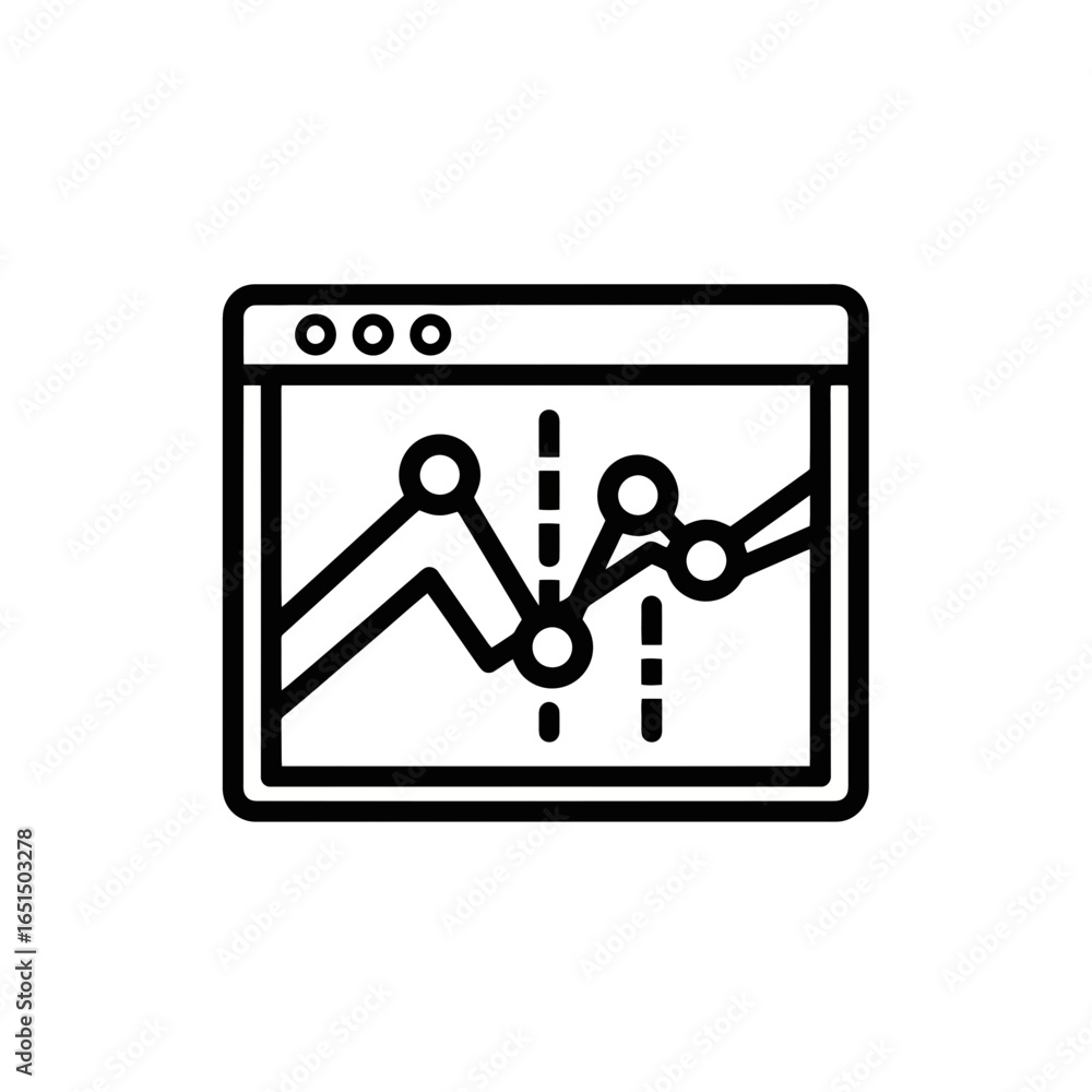 Data Visualization Icon with Line Graph in Minimalist Style Data Visualization Icon with Line Graph in Minimalist Style