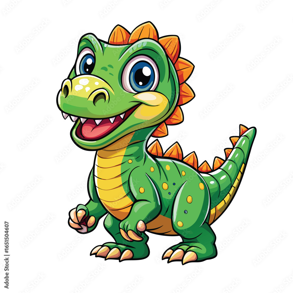 Fototapeta premium Cute cartoon dinosaur with playful expression illustrations