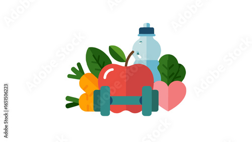Healthy lifestyle composition features various elements.