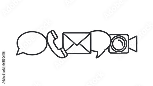 Communication icons in line art style.