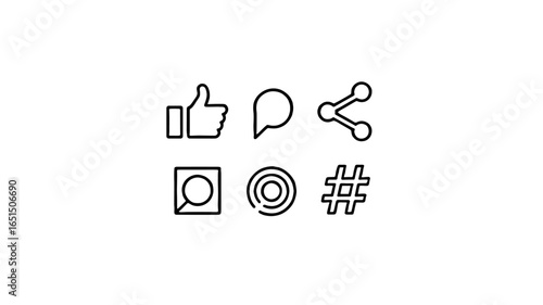 A set of outlined social media icons.