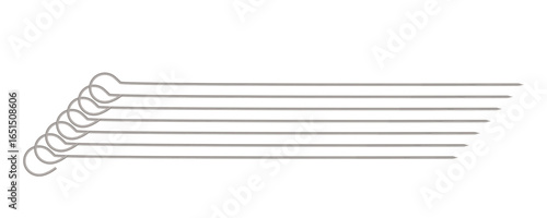 Metal skewer sticks vector icon. Empty steel barbecue utensils, new bbq sticks