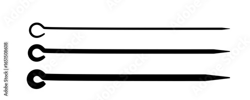 Metal skewer sticks vector icon. Empty steel barbecue utensils, new bbq sticks